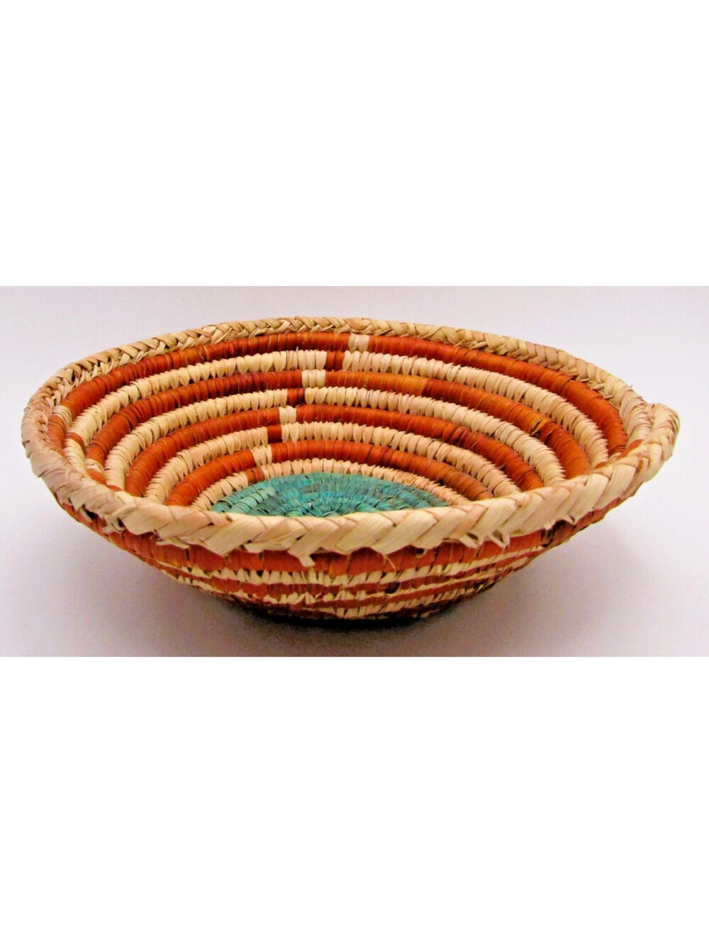 Vintage Hopi Native American Pueblo Colorful Coiled Grass Basket